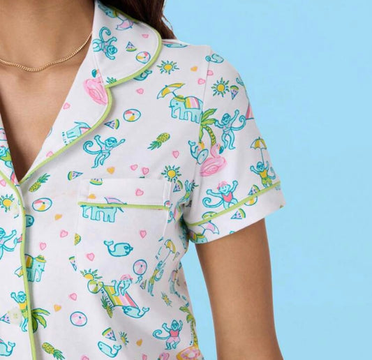 Cartoon Monkeys at the Beach Pajama Set