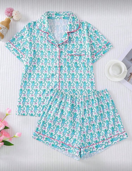 Fun Monkey Print Pajama Set
